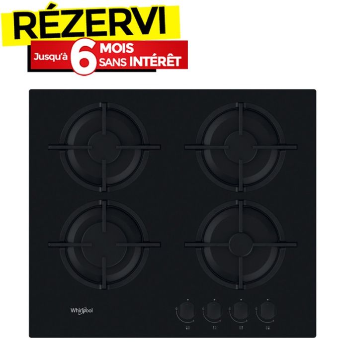 Plaque de Cuisson WHIRLPOOL GOR615NB 4 Feux 60 cm - Noir