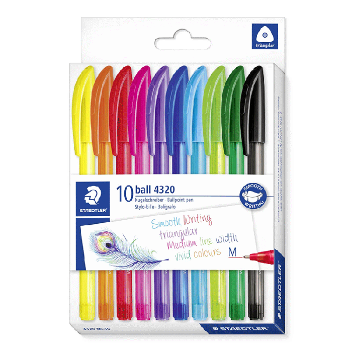 Pochette de 10 stylos à bille STAEDTLER Triangular 4320 M