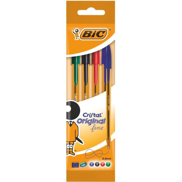 Pochette de 4 Stylos BIC à Bille Orange fine - Couleur Assorties (601231)