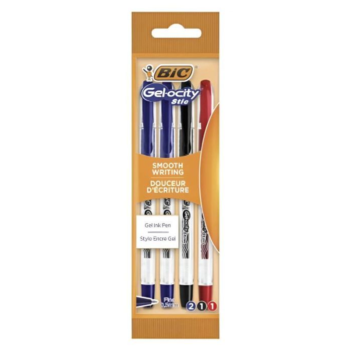 Pochette de 4 stylos BIC GELOCITY - assortis (594104)
