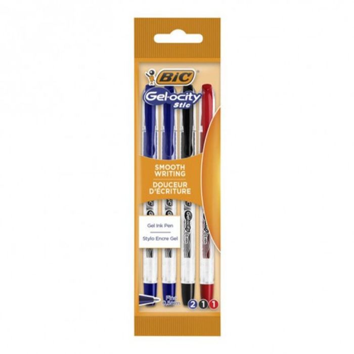 Pochette de 4 stylos BIC GELOCITY - assortis
