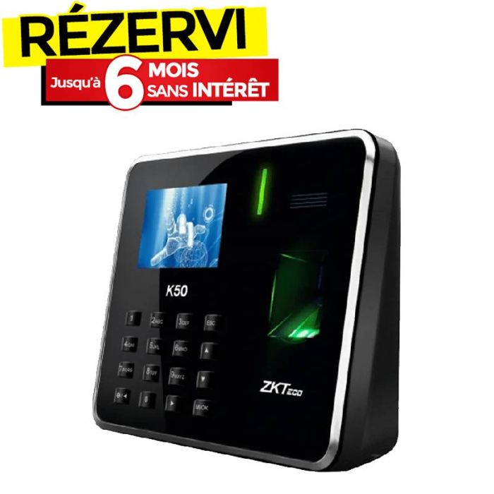 Pointeuse À Empreintes Digitale ZKTECO K50 Avec Batterie intégrée - Noir