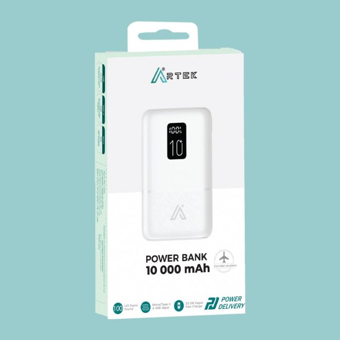 Power Bank ARTEK 10000 mAh - Blanc
