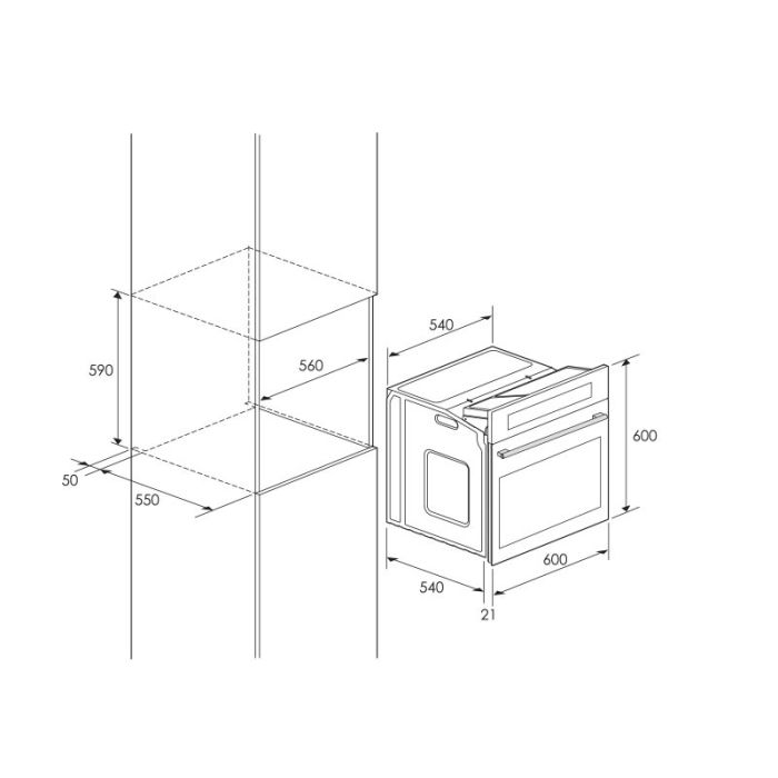 Four Encastrable Électrique Ventilé FOCUS F721X 65 Litres - Inox