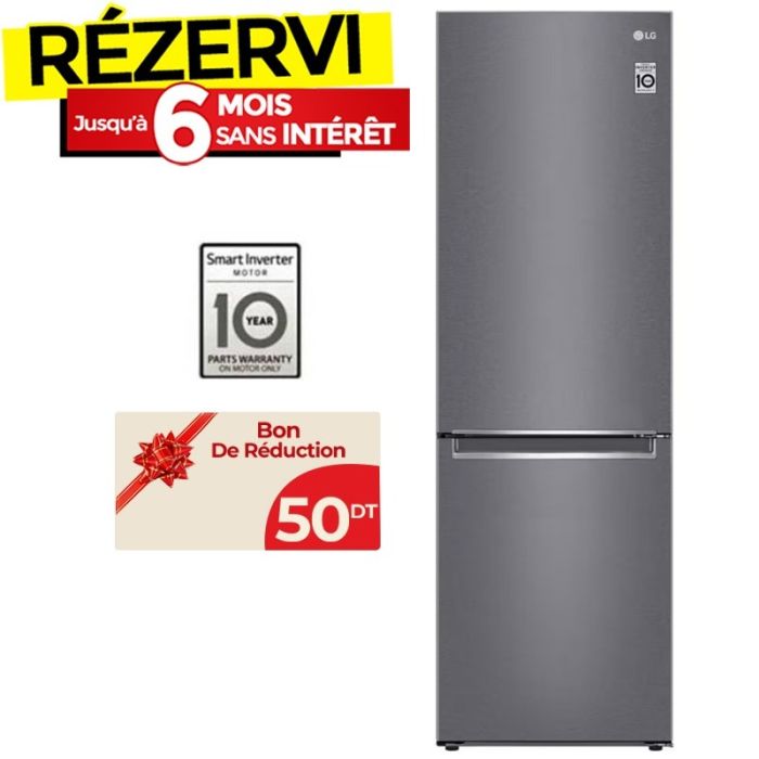 Réfrigérateur Combiné LG GR-B459NLLM 374Litres NoFrost - Platinum Silver