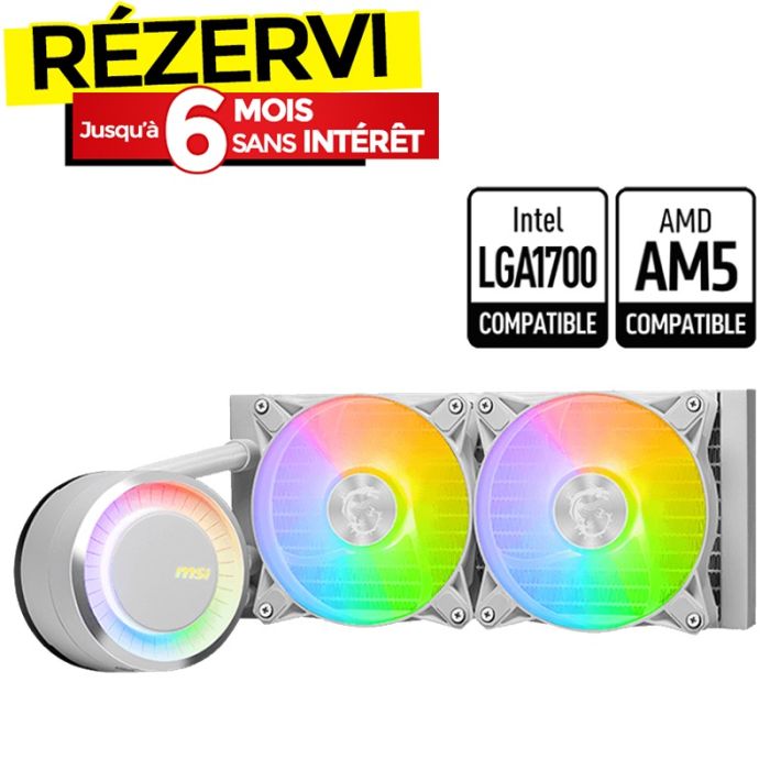 Refroidisseur De processeur Gamer MSI MAG CORELIQUIDE E240 - Blanc