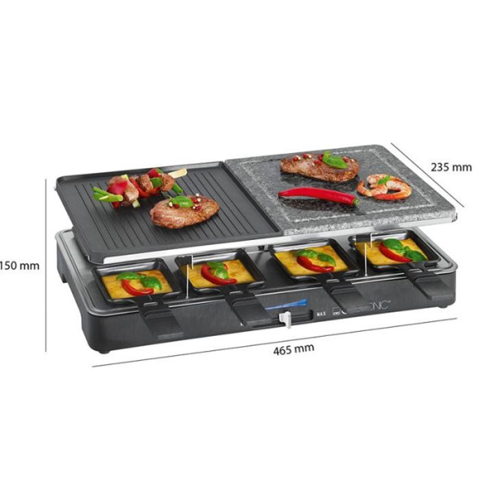 Appareil A Raclette Multifonction CLATRONIC RG3518 1400W - Noir