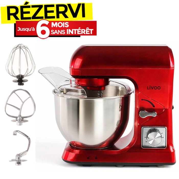 Robot Pétrin Multifonction LIVOO DOP190R 1000W - Rouge