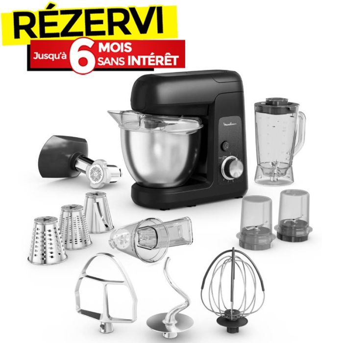 Robot Pétrin Multifonction MOULINEX QA525810 1100W - Noir