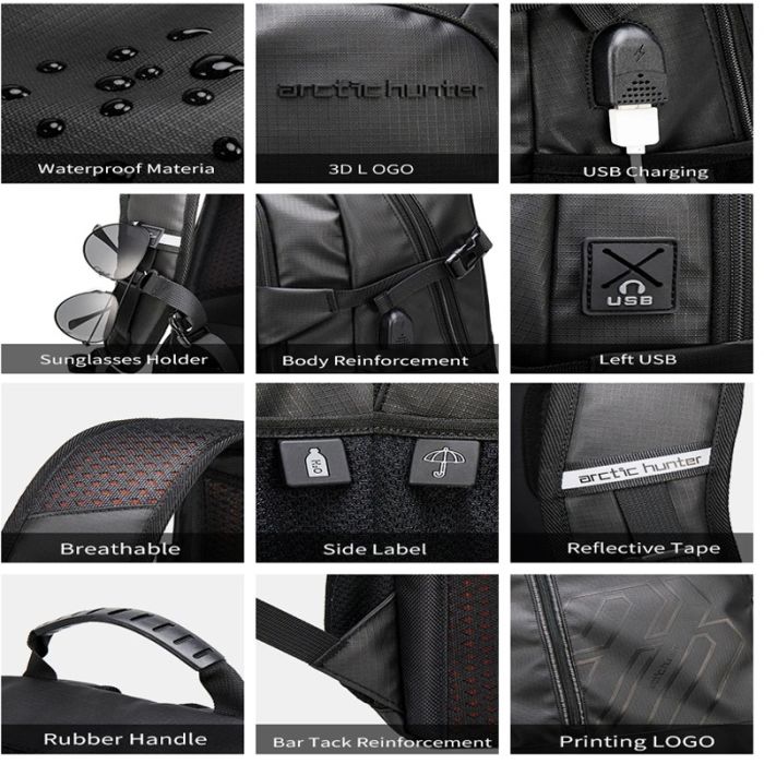 Sac à dos antivol pour pc portable 15.6″ RivaCase 7562 / Gris et Bleu