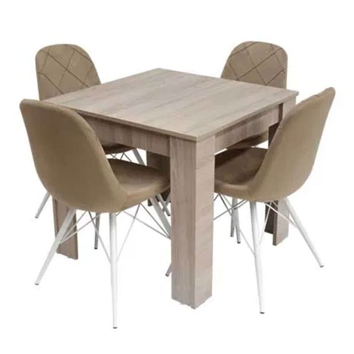 Pack Salle a Manger SOTUFAB FLORA + 4 Chaises - Rivera Beige