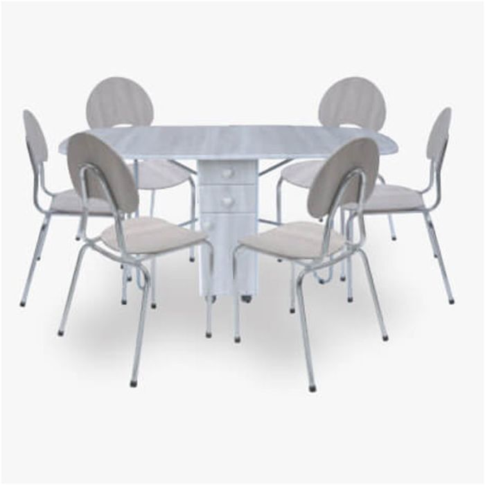 Pack SOTUFAB Salle A Manger Rabattable A Tirroir+ 6 Chaises Familia