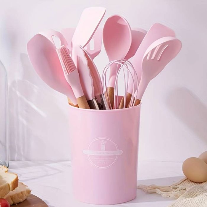 Set De 12 Pièces A Servir En Silicone - Rose