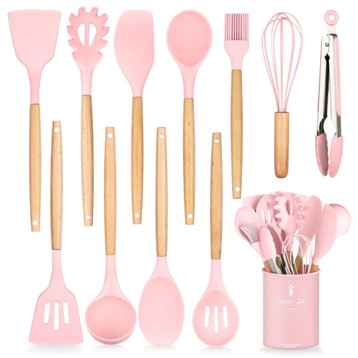 Set De 12 Pièces A Servir En Silicone - Rose