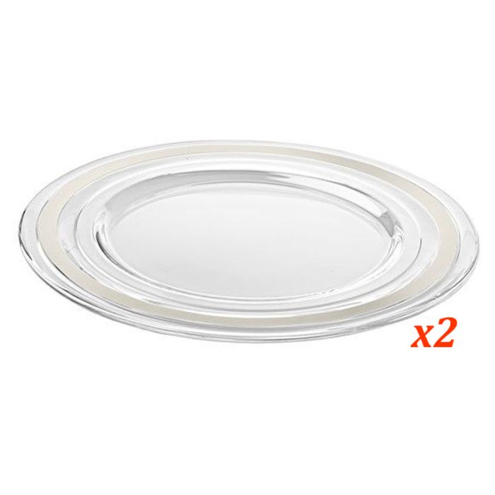 Set De 2 Assiettes VIDIVI En Verre Avec Bande Platine - 32cm