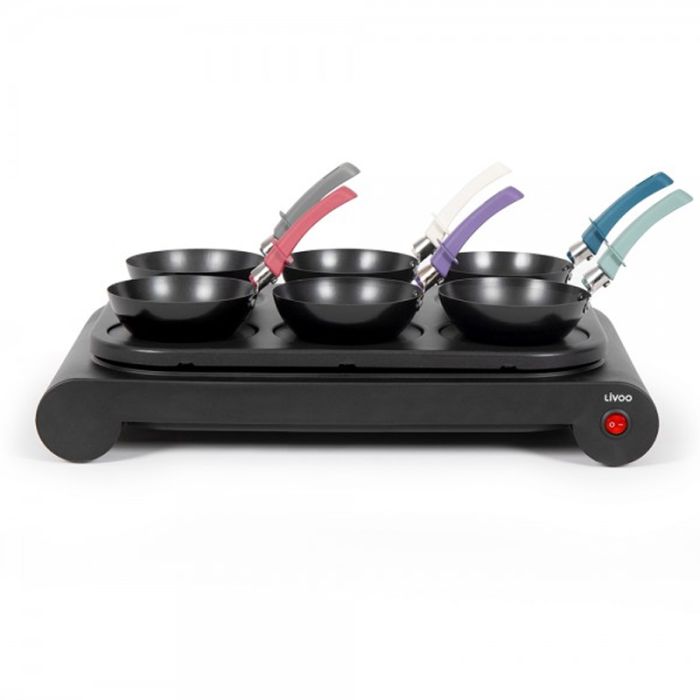 Set Mini Woks, Crêpière Et Grill LIVOO 1000W - Noir