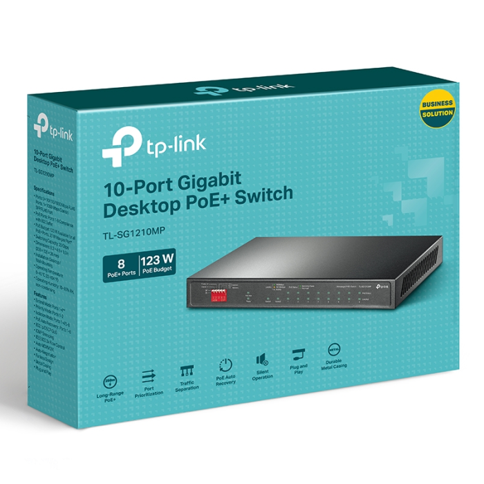 Switch Smart TP-LINK TL-SG1210MP 10 ports avec 8 ports PoE+ - Noir(SG1210MP)