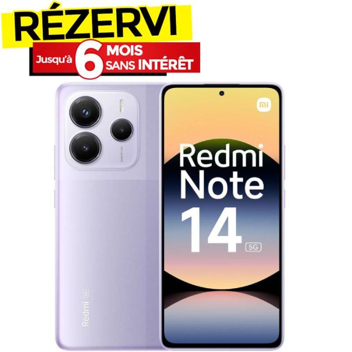 Smartphone Xiaomi Redmi Note 14 5G 6Go 128Go -  Lavender Violet