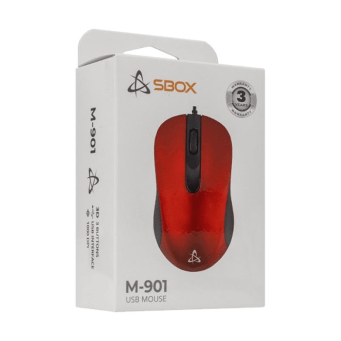 Souris Filaire Optique SBOX M-901 - Rouge