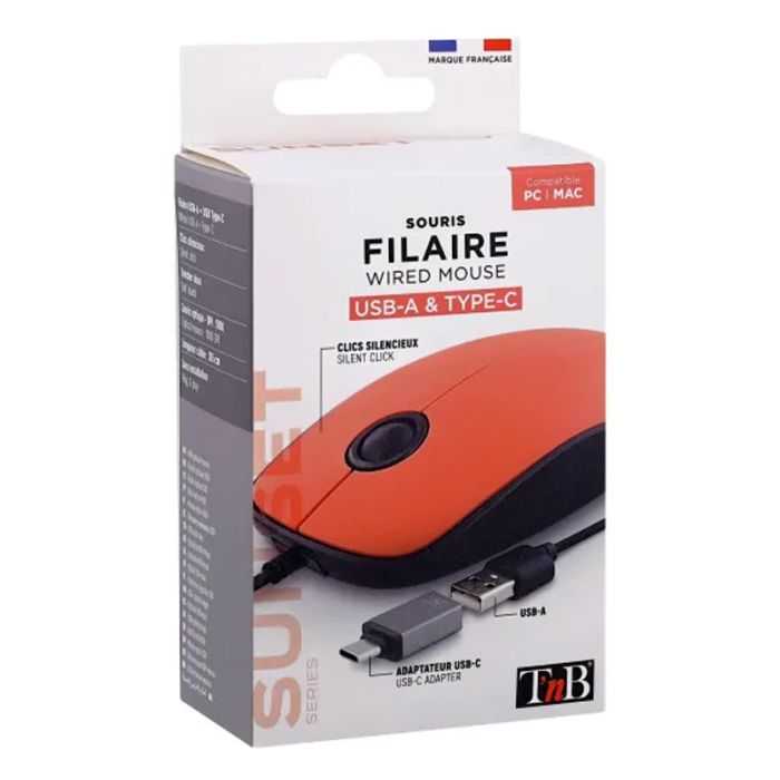 Souris Filaire TNB SUNSET USB - Rouge