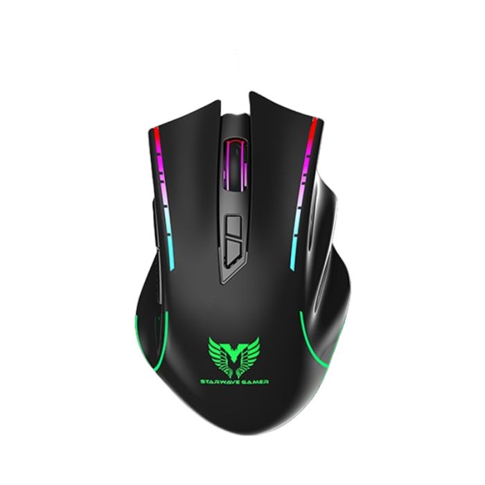 Souris Gamer Sans Fil STAR WAVE GM1051 Rétroéclairage Rainbow - Noir