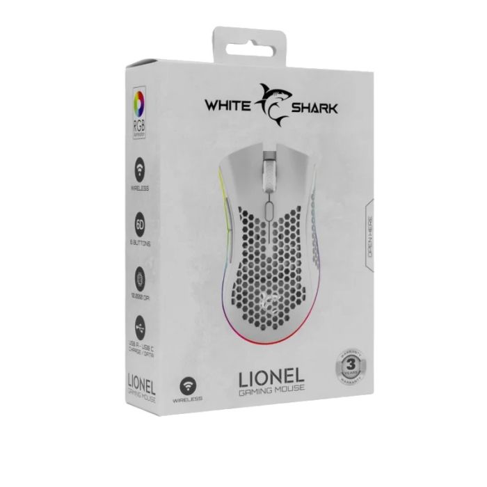 Souris Gamer Sans Fil WHITE SHARK LIONEL WGM-5012 - Blanc