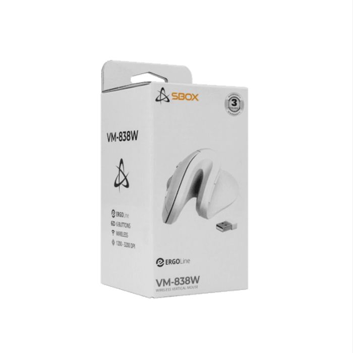 Souris Sans Fil Optique SBOX VM-838 Verticale - Blanc