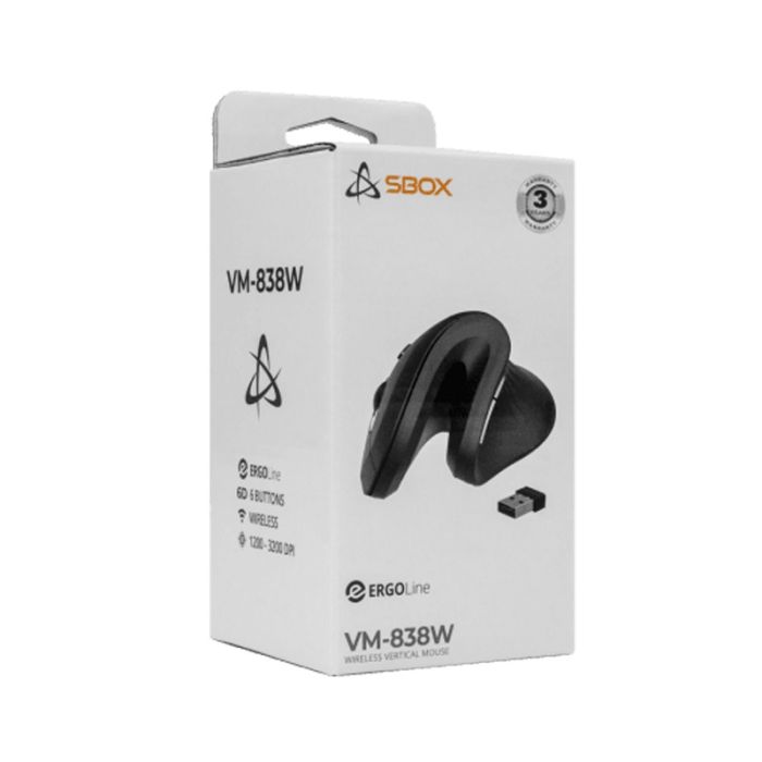 Souris Sans Fil Optique SBOX VM-838 Verticale - Noir