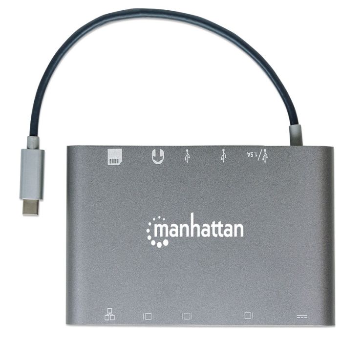 Station d'accueil MANHATTAN USB-C SuperSpeed  7 en 1 - Silver