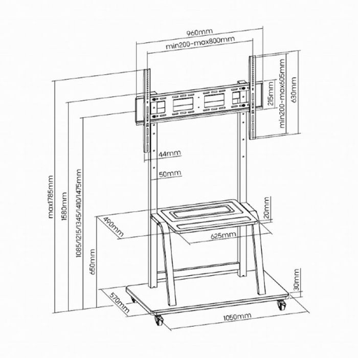 Support Au Sol Avec Roulettes GEMBIRD TVS-100F-01 Pour Tv 37