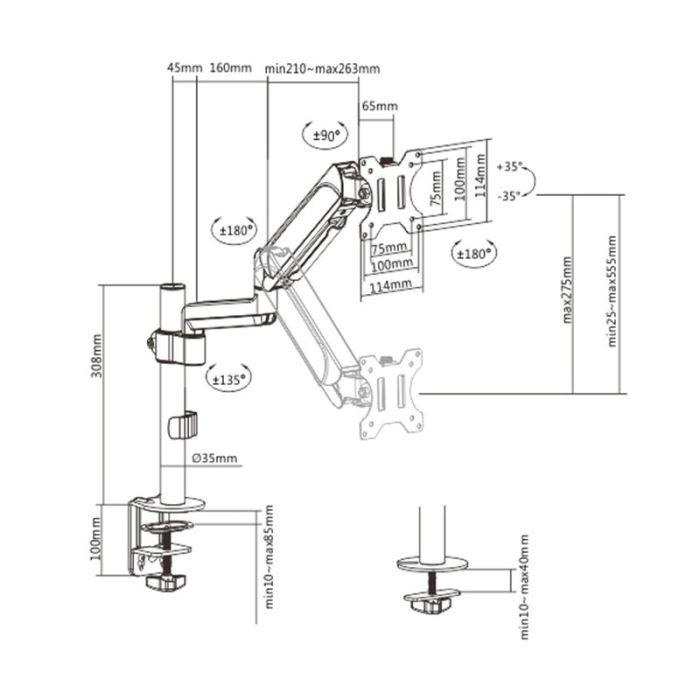 Support de Bureau GEMBIRD MA-DA1P-01 Pour Écran 17