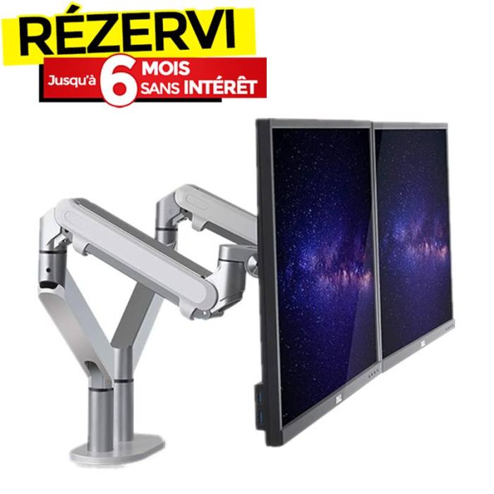 Support Écran DIGIPOS DP-OZ2 DOUBLE BRAS Aluminium - SILVER