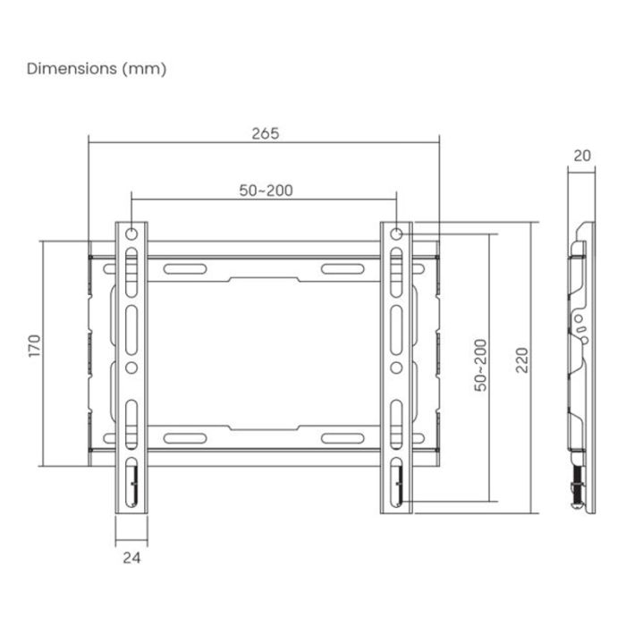 Support Mural Fixe SBOX PLB-2222F-2 Pour TV 23''- 43'' 