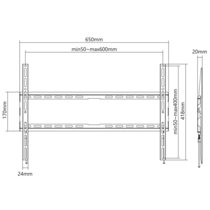 Support Mural Fixe SBOX PLB-2264F-2 Pour TV 37