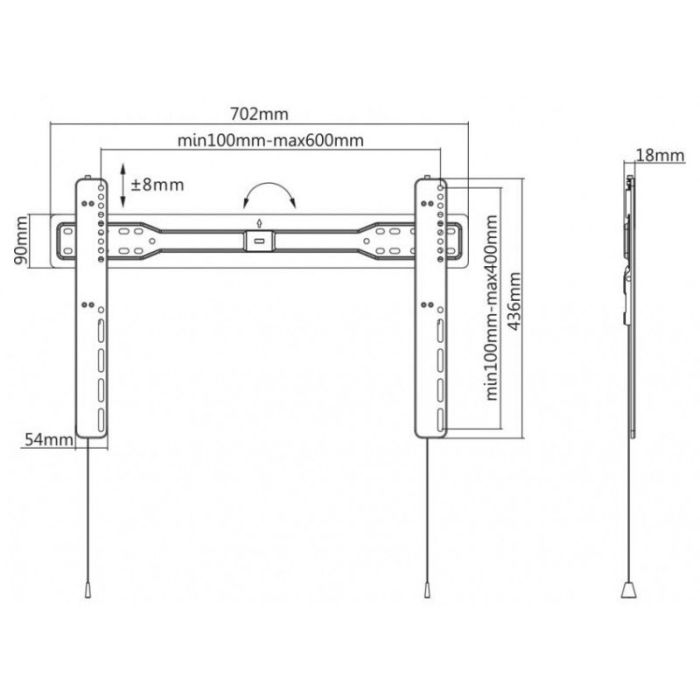 Support Mural SBOX Fixe PLB-5746F Pour TV 37''-70'' 