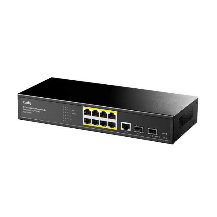 Switch CUDY Gigabit POE 8 Ports + équipé de 2 emplacements Gigabit SFP 120W 