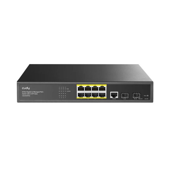 Switch CUDY Gigabit POE 8 Ports + équipé de 2 emplacements Gigabit SFP 120W 