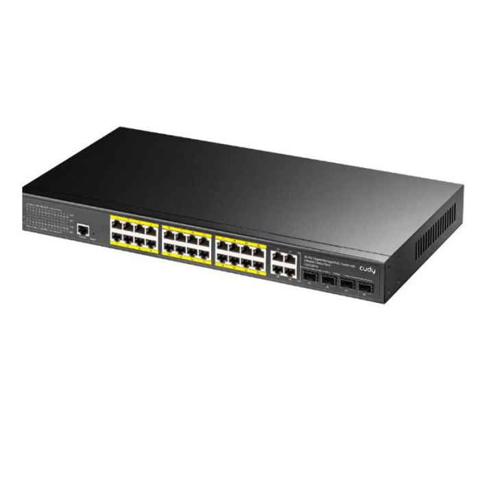 Switch CUDY Gigabit POE+ Géré en couche 2 avec 24 ports, équipé de ports Gigabit Combo