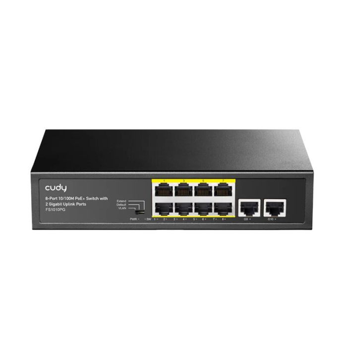 Switch CUDY POE +8 PORTES 10/100M Avec 2 portes de liaison Montante Gigabit