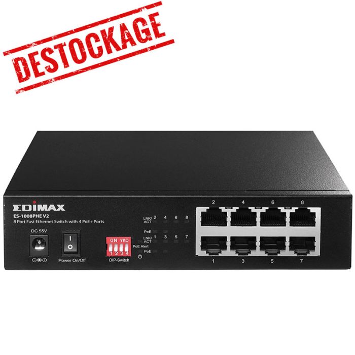 Switch de Bureau EDIMAX EDES-1008PHE V2 8 ports avec 4 ports PoE+