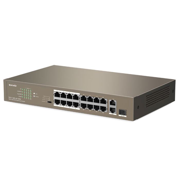 Switch de bureau TENDA TEF1118P-16-150W 16FE+2GE/1SFP avec PoE 16 ports