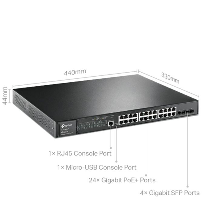 Switch TP-LINK JETSTREAM Administrable 28 Ports GIGABIT NIVEAU 2  24 Ports GIGABIT POE+ NIVEAU 2