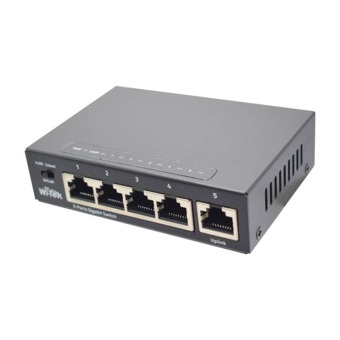 Switch WITEK 4 Ports RJ45 100/1000Mbps avec Uplink