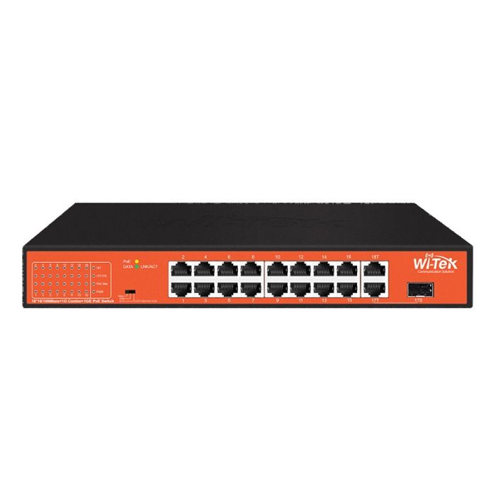 Switch Witek WI-PS518GH V1 16 ports PoE 10/100Mbps + 1 port Combo