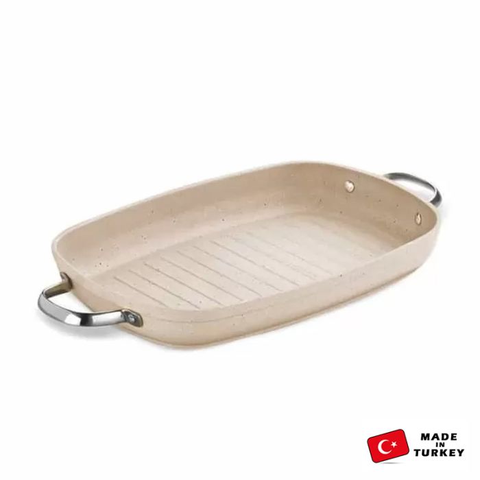 Poêle Grill En Granite KORKMAZ 35 x 25 CM - Beige