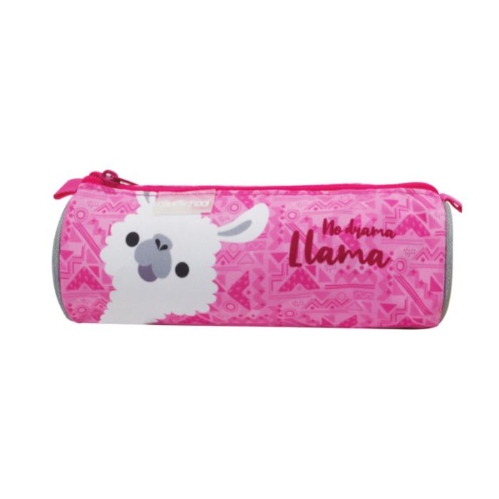 Trousse Scolaire Rond COOL SCHOOL Lama Pour Fille - Rose