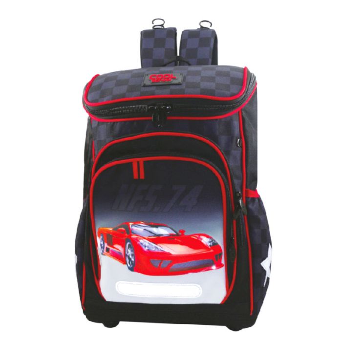 Sac à Dos Primaire COOL SCHOOL Ergo Cars Taille M Pour Garçon - Noir&Rouge