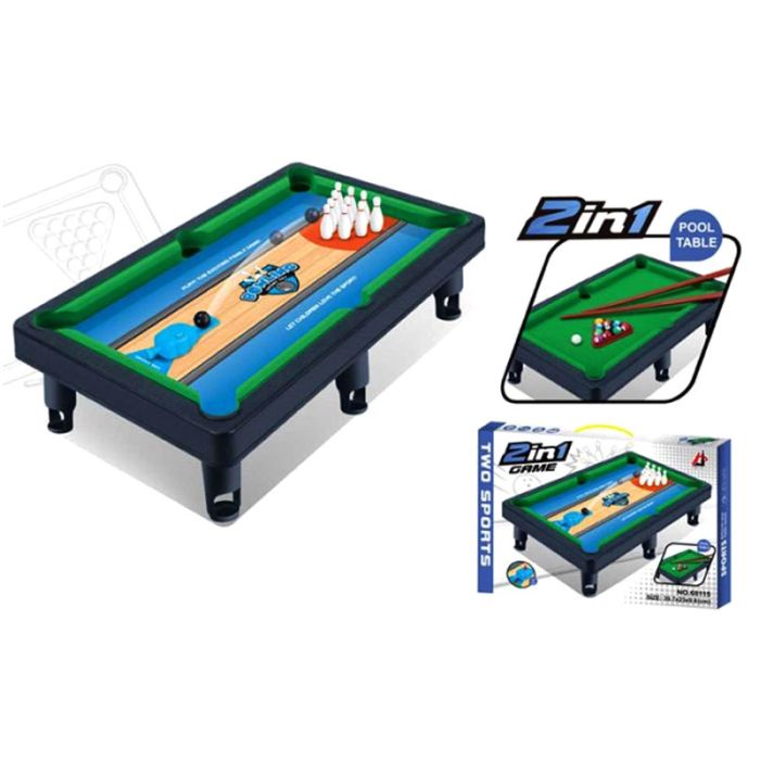 Table de Jeux 2EN1 Pool + Bowling Pour Enfant