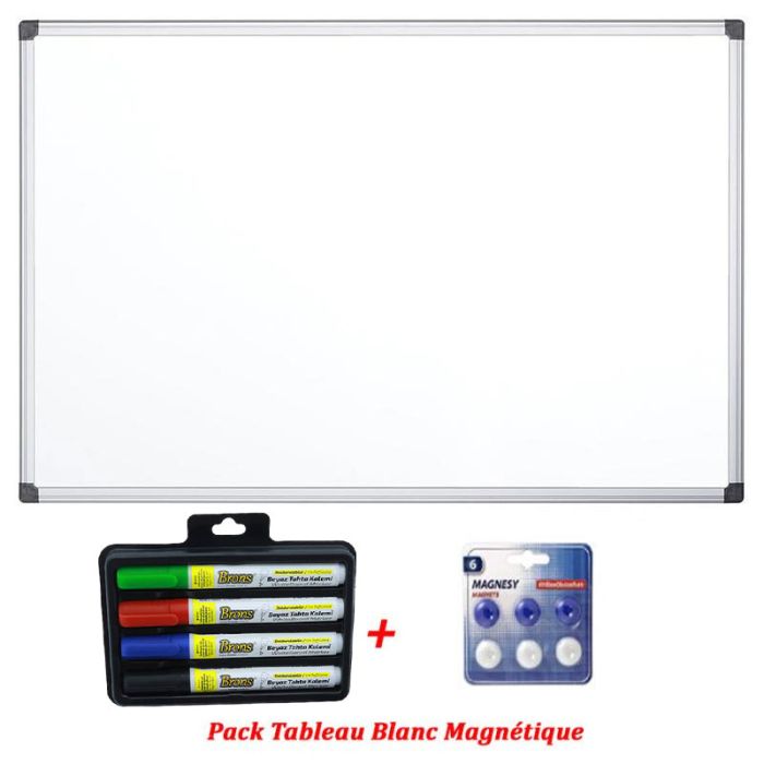 Pack Tableau Blanc Magnétique 100 x 200 cm + 4 Aimants + Marqueur 