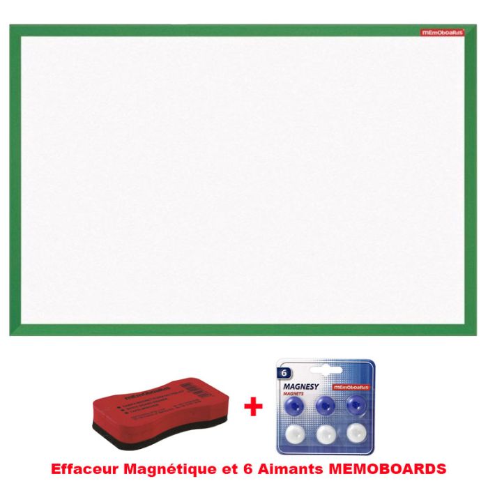 Tableau Blanc Magnétique MEMOBOARDS 60x40cm + 2 Cadeaux - Vert